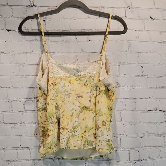 Ann Taylor Loft yellow and green lace trim spaghetti strap tank top - Picture 7 of 9